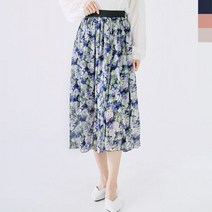 여자 봄패션 데이트 결혼식 프릴 꽃무늬 밴딩 스커트