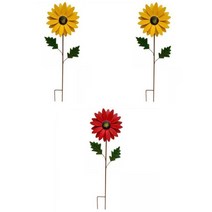 뒤뜰 마당 마당 농가 장식에 대 한 3 Pcs 정원 해바라기 조각, 20x69cm, 철, 레드+옐로우
