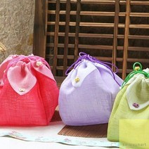 여름상회 답례품_전통_한국_전통연꽃모양_주머니_주머니/_외국인_선물_명절_설날_추석_선물_포장_기념품_케이스_한복_선물_선물_복_기념일 DE37, 연꽃모양 선물주머니-색상랜덤