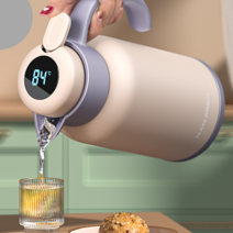 온도계 보온 주전자 보냉 전기포트 분유 차 커피, 라벤더색 1500ML 일반컵뚜껑