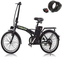 [미국] 접이식자전거 nakto 전기 자전거 전기 도시 ebike 성인용 보조 전기, 검은색, 16 350w 전기자전거