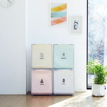 센스큐 매직큐브 분리수거함 32L + (일반항균) 롤백 100매, 민트+항균롤백 100매