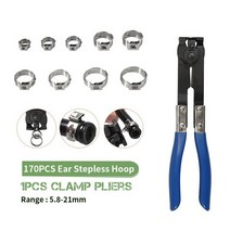 홀다운 클램프싱글 이어 클램프 170-21mm 구색 + 호스 플라이어 1 개 5.8 개, 01 170pcs clamps