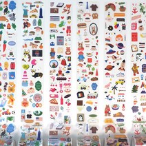 맘아트 인쇄스티커 인스 커팅 투명 롤 스티커 6종 다꾸 잘라쓰는 스티커, 캠핑