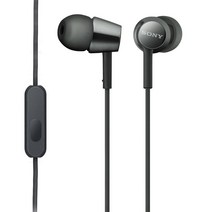 소니 베이스 마이크 장착 커널형 유선 이어폰, 블랙, MDR-EX155AP