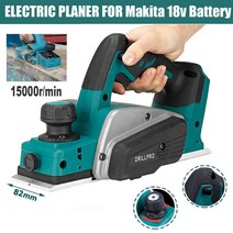 전동대패 날 충전식 전동 대패 18V 15000rpm 무선 핸드 헬드 마끼다 배터리용 렌치가 있는 목재 절단, 2 22500mAh 15cells, 미국