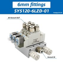 유압기 펀칭기 실린더 SMC 타입 SY5120 솔레노이드 밸브 조합 단일 전자 제어 SY5120-5LZD-01 SY5120-6LZD-01, SY5120-6LZD-01 6mm, 8 Stations