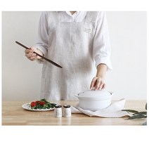 강남콩 롱 원피스 앞치마 심플 루즈 린넨 모던 원피스형앞치마 고급면 단아한 여름롱원피스, 1개