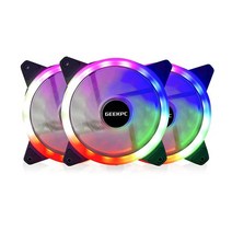 RGB 케이스 팬 120mm PC 쿨링 팬 12V 저소음 고성능 게이밍 컴퓨터 컬러풀 팬 3팩, 3 pcs_RGB