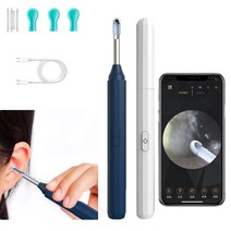 PYHO 스마트 내시경 귀이개 500W고화질 LED 조명 소프트헤드 트헤드USB충전식 내시경 귀이개, 네이비, 1개, 1개