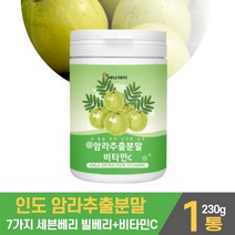 인도 암라 가루 분말 암라추출물 파우더 구스베리 세븐베리 블랙 블랙커런트 라즈 아사이 블루 스트로 베리 농축액 농축분말 빌베리 빌리베리 비타민C 먹는 식용 마시는 쉐이크 먹는법, 1개, 230g