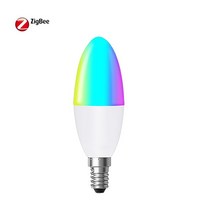 Aubess-Zigbee WIFI E14 LED 전구 캔들 컬러 실내 음악 RGB C W 컨트롤러 조명 220V 밝기 조절 Yandex Alic, 02 Zigbee_01 5W