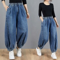 도니와 여성 오버핏 편한청바지 밴딩청바지 데일리룩 항아리팬츠 조거팬츠 밴딩데님팬츠 여행청바지 몸매커버 루즈핏 문센패션 캠퍼스룩