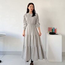 퍼니걸스 9686 라운드 밴딩 캉캉 기모 롱 원피스 여성의류