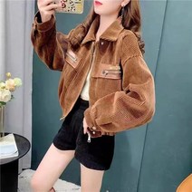 골덴 코트 봄 가을 숏 루즈핏 캐주얼 코디 코트 크롭 상의 여성 자켓 빅사이즈 S-3XL