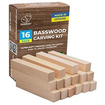 BeaverCraft BW16 pcs 참피나무 조각 블록 조각 나무 조각 나무 휘틀링 나무 베이스 초심자를 위한 나무 조각 키트 조각용 참나무 블록 휘틀 키트 미완성 나무 블록 공예 위들링 키트