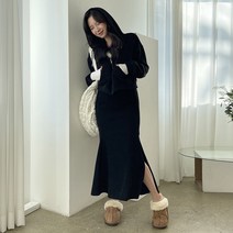 쉐얼유 여성 헤라 골지 니트 집업 머메이드 스커트 세트