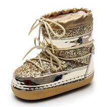 스키 부츠 신발 스노우 스케이트 방한 겨울 따뜻한 여성 진짜 모피 레이스 업 스팽글 긴, 41-42, 금
