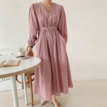 [세인트이브] AR124 면 포켓 V넥 스트링 원피스