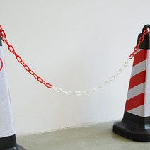 차선규제봉 사슬 꼬깔콘 주차금지봉 체인, 색상, 화이트 - 레드