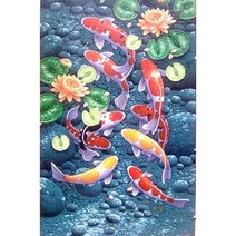 세로형 우드 직소퍼즐 기운이 넘치고 복을 부르는 잉어도 연꽃 그림 스트레스 해소 집순이 취미 성인용 감압 장난감, a, 500조각