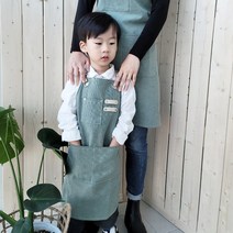 모올글래드 어린이 프리미엄 캔버스 앞치마 미술 공방 어린이집 유치원 모두다 잘 어울리는 앞치마, 어린이용 캔버스 프리미엄 앞치마(카키), 1개