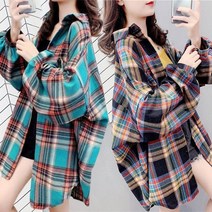 tagi 빈티지 8종 컬러 체크 셔츠 여성 아우터 남방 루즈핏 카디건