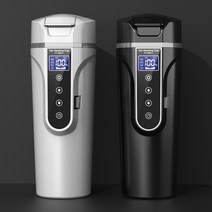 12V/24V 겸용 차량용 전기포트 차량용 스마트 텀블러 대용량 카포트 450ml, 화이트