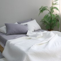 데코르디엔씨 에버뉴 80수천연 목화솜 스트라이프패드 &스프레드 화이트 패드 & 스프레드