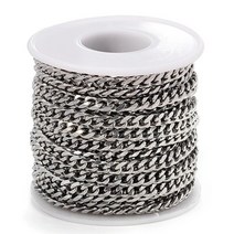 쇠사슬 스텐 체인 1 미터 스테인레스 스틸 연석 56mm 링크 대량 보석 diy 목걸이, 스틸 컬러, 폭 6mm
