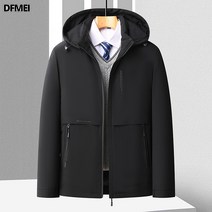 DFMEI 패딩 겨울 중년 남성 탈부착 후드 비즈니스 캐주얼 남성복 루즈핏 도톰 아빠 겨울 코트 남