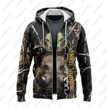 남자 뽀글이 양털 후리스 점퍼 빅사이즈 야외 Boar Hunter 동물 낚시 카모 문신 3D 무늬 후드 코트 스트리트웨어 집업 스웨터 캐주얼 재킷