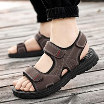 도오빠 무썸슈 남성 스트랩 샌들 가죽 로우힐 통굽 플랫 찍찍이 펀칭 여름 남자샌들 남성신발
