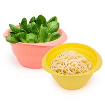 접이식채반 과일야채씻기 국수헹굼 실리콘채반/건조채반/다용도채반/야채건조/샐러드채반/야체세척/과일세척/면채반/소쿠리/물빠짐망/채망, 오렌지