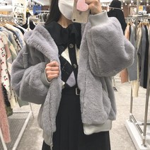 [정연]조31 밍크 에코퍼 후드 집업 점퍼_회색