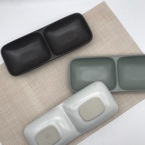 여주 고은 도자기 모음나눔접시 세칸나눔 두칸나눔 쌍초장기 원초장기, 1개, 직두칸나눔접시_진브라운