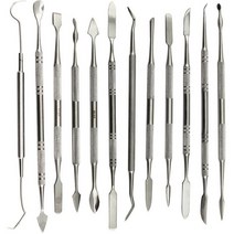 우드카빙키트 LBER 12 Pcs 왁스 조각가 세트 더블 엔드 모델링 도구 추천 폴리머 도자기 클레이, 01 Silver