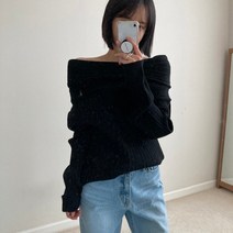 하트넥니트 초커니트 걸그룹 컷아웃 사선 보트넥 댄서 니트 오프 숄더 탑 여성 식