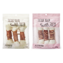 THINK YOUR DOG TEETH 우유껌 2종세트(치킨 소고기) 3P 240g 각1개씩 총2개
