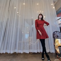 프리미엄 트위드 미니 플레어 원피스 레드드레스 데이트룩 특별한날 상큼