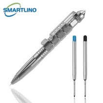 금속 군사 전술 펜 학교 학생 사무실 볼펜 비상 유리 차단기 자기 방어 EDC 용품, Silver with refills