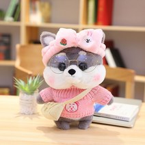 PKTOYS DIY귀여운 애착 오가닉 강아지인형 봉제 동물 크리스마스 명절 선물, 회색-작은 토끼 헤어 밴드, 30cm
