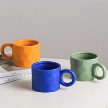 홈카페 북유럽 비비드 도넛 머그컵 4colors, 화이트도트