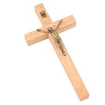 기독교용품 벽걸이십자가 나무십자가 더럽혀진 나무 십자가 아연 합금 예수 가톨릭 십자가 교회 품 나무 색상검정, 보여진 바와 같이, 15.5x7.5cm