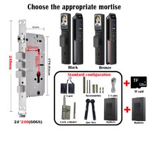도어락 디지털 현관 스마트 얼굴 인식 문짝 잠금 보안 카메라 지능형 지문 전자 키 도매, 7.24x240(6068)S TF BAT - Black