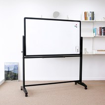 칠판나라 이동식 회전식 칠판 양면 화이트보드 스탠드세트, 실버(일반보드+일반보드)