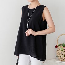 바바라옷장 L~2XL 국내생산/인견_베이직 민소매 블라우스/빅사이즈/루즈핏/임부복/엄마옷/린넨/쉬폰/인견
