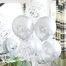 파티해 크롬 혼합 메탈릭 스타 컨페티 풍선세트(10개입), 실버