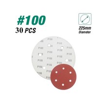 연마재30pcs 사포 225mm 6 구멍 샌딩 Paper100320grit 전기 벽 폴리 셔 샌더 연마 마른 벽에서 나온 후크, 100