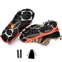 엘마운틴 고급용 체인 아이젠 23point 남성 여성 겨울 산행 등산용 스트랩 파우치, 오렌지 L (255~270)